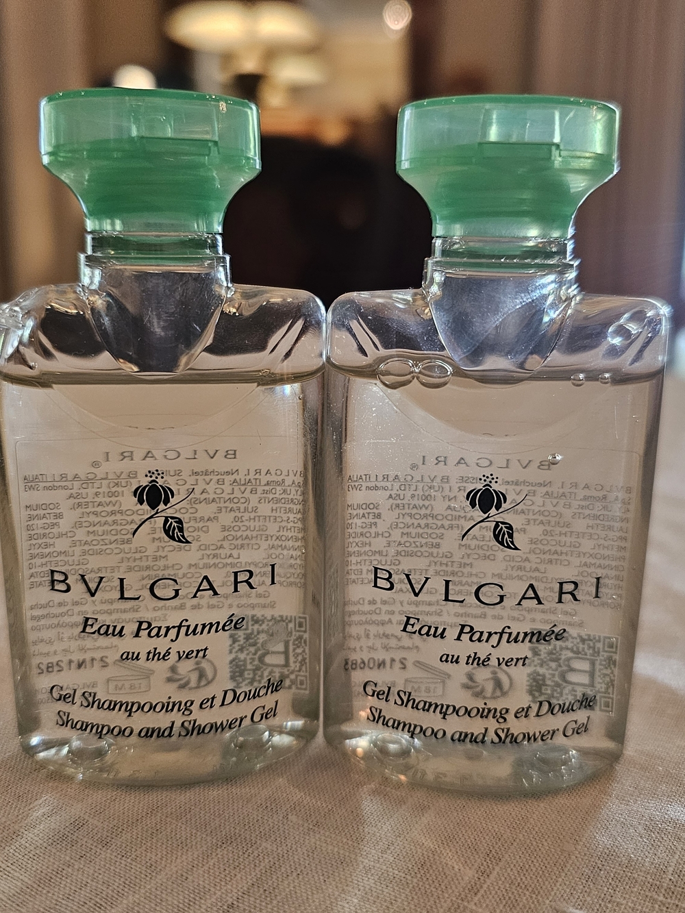 Bvlgari Green Tea Luxury Hotel Amenities Shampoo Shower Gel Set of 2